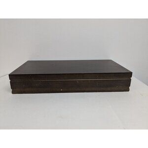 Vintage Wooden Silverware Flatware Chest Box Brown w Red Fabric 23 X11 X4